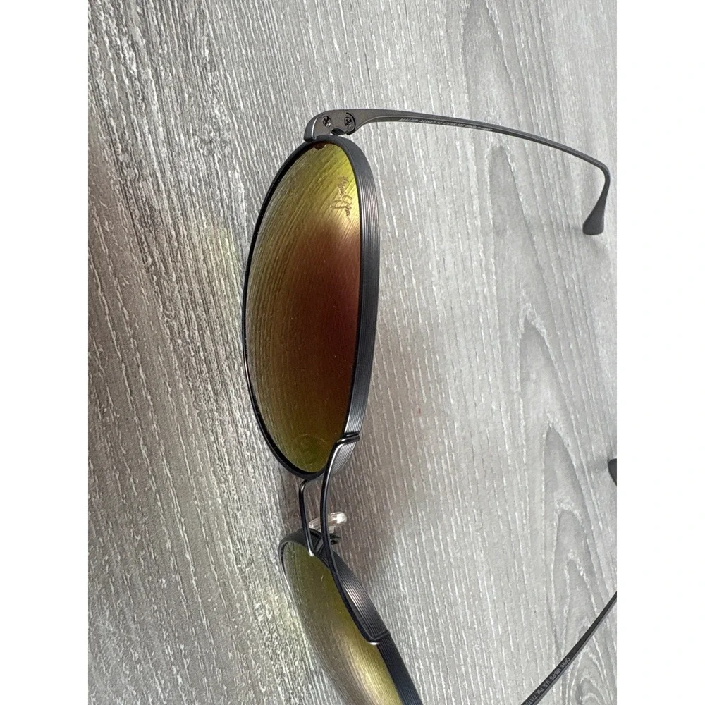 Maui Jim MJ547-14 Round Aviator Sunglasses Gunmetal Titanium Pink Mirror Polariz